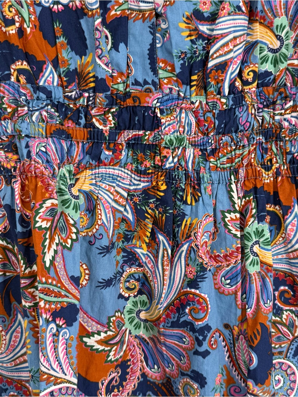 Maeve Anthropologie The Somerset Mini Dress Womens Large Blue Floral Smocked - Picture 7 of 12